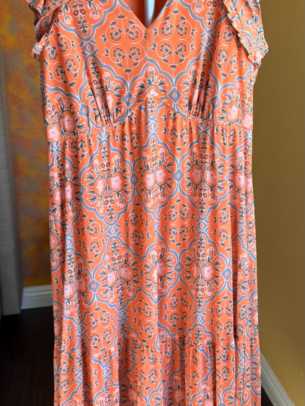Black Rainn Orange and Pink Floral Maxi Dress